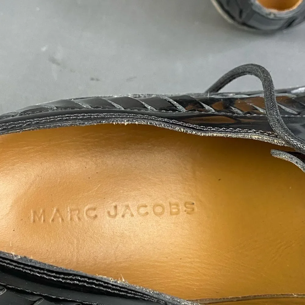 Marc Jacobs Woven Leather Shoe Men’s Black Lace Up Tractor Soul Size 10/44